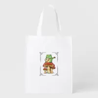 Mushroom Frog Goblincore Mycology Artistic Design Grocery Bag