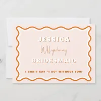 Retro Wavy Terracotta Photo Bridesmaid Proposal  Invitation