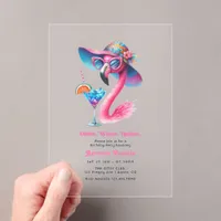 Older Wiser Hotter Hot Pink Martini Birthday Party Acrylic Invitations