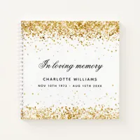 Guest book memorial white gold glitter dust name