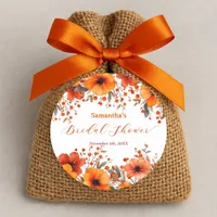 Rustic Boho Fall Orange Blossoms Bridal Shower Classic Round Sticker