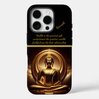 Golden Buddha in serene meditation iPhone 16 Pro Case