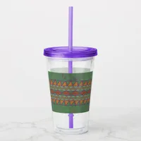 Southwest Sagebrush Green Geometric Design Acrylic Tumbler