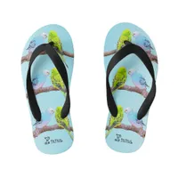 Cute budgie couple - personalizable kid's flip flops