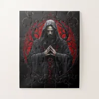 Mystical Hooded Figure in Red Praying  Jigsaw Puzzle