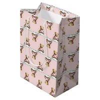Cute Teddy Bear on a Cloud Pink PJs Medium Gift Bag