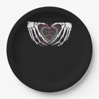 Skeleton Hand Heart Muertos Mexican Day Of Dead Paper Plates