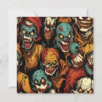 Yucky Scary Clown Zombies Holiday Card