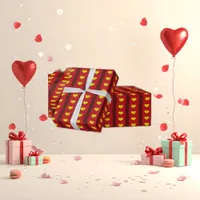 Bold Red Stripe Yellow Heart Romantic Wrapping Paper