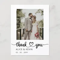 Simple Script Handwritten Photo Wedding Thank You  Postcard