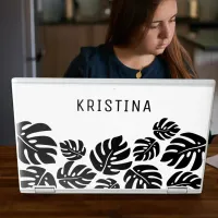 Stylish Exotic Black Monstera Leaves Personalized HP Laptop Skin