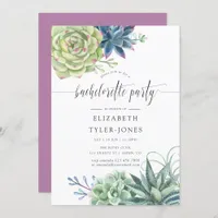 Watercolor Cactus Succulents Bachelorette Party Invitation