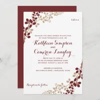 Exquisite Vines Invitation- Burgundy & Tan Invitation