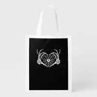 Skeleton Hand Heart Spiderweb Halloween Cobweb Grocery Bag