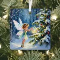 Christmas Fairy in an Enchanted Forest Metal Ornament