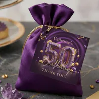 Glamorous Purple and Gold 50th Birthday Thank You Favor Tags