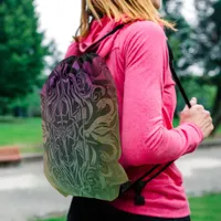 Gothic Floral Gradient Drawstring Bag