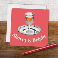 Sherry & Bright Drink Glass Humorous Pun Christmas Holiday Card