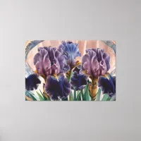 *~* Plum Blue IRIS Irises Vintage Floral TV2 Canvas Print