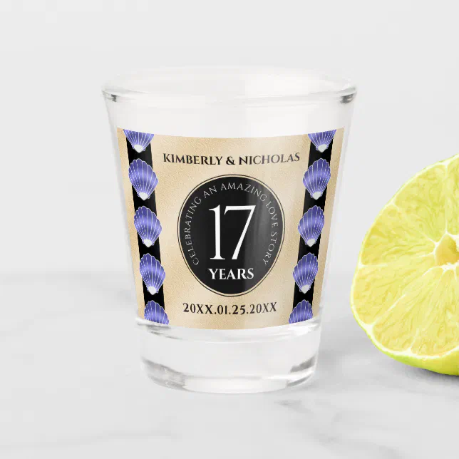 Elegant 17th Shells Wedding Anniversary Shot Glass