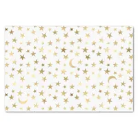 Faux Foil Gold Moon and Stars Tissue Paper