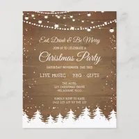 Rustic Wood Winter Snow Christmas Party Invitation