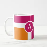 Wide Feminine Stripes with Simple Monogram Coffee Mug