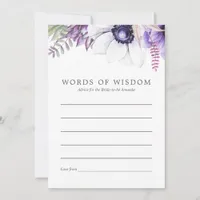 Dusty Violet Floral Bridal Shower Advice Card