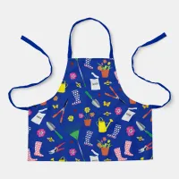 Gardening Gardener Pattern on Blue Apron