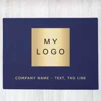 Navy blue gold business logo doormat