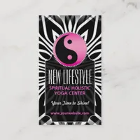 Pink Black White Balance Life Coach Business Card