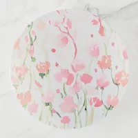 Soft Delicate Pink and Green Watercolor Flowers Trinket Tray