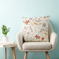 Cozy Autumn Leaves Botanical Print Throw Pillow