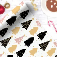 Modern Christmas Trees Chic Pink Black Gold Wrapping Paper