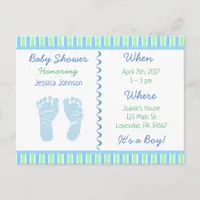 Baby Boy Blue and Green Baby Shower Invitation