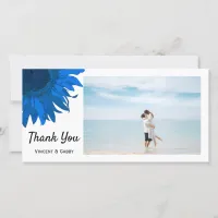 Blue Pop Art Sunflower Thank You Photo Card