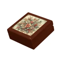 Elegant Vintage Christmas Flowers  Gift Box