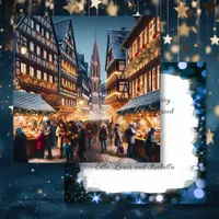 People at Strasbourg, France Christmas Market Holiday Card