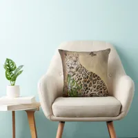 Warm Browns Leopard Butterfly Digital Art Throw Pillow