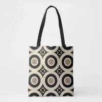 Boho Chic Black & Beige Geometric Pattern Tote Bag