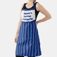 Large Blue Striped Mom's Home Cooking Apron