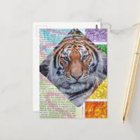 Colorful Tiger Collage Postcard