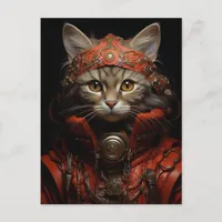 Steampunk Kitten in Red Postcard