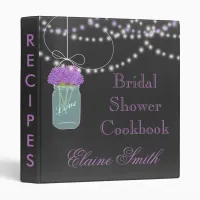 purple floral Chalkboard Mason Jar Recipe Folder