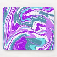 Purple, Teal, Turquoise Marble Fluid Art   Mouse Pad