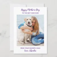 Happy Mother's Day Dog Mom Personalized Pet Photo Holiday Card