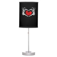 Scary Skeleton Hands And Red Heart Creepy Spooky V Table Lamp
