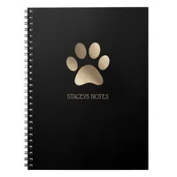 Gold And Charcoal Paw Print Logo Personalized Notebook