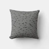 Halloween Black and White Flying Bats Pattern Throw Pillow