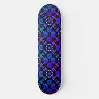 Hippie Patterned Retro Geometric Blue Purple Black Skateboard